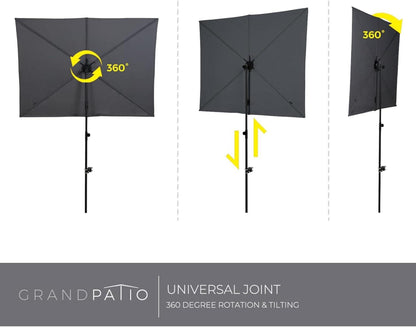 Grand patio Sonnenschirm 183CMx134CM UV-Schutz 50+ Rechteckig-Schiefergrau