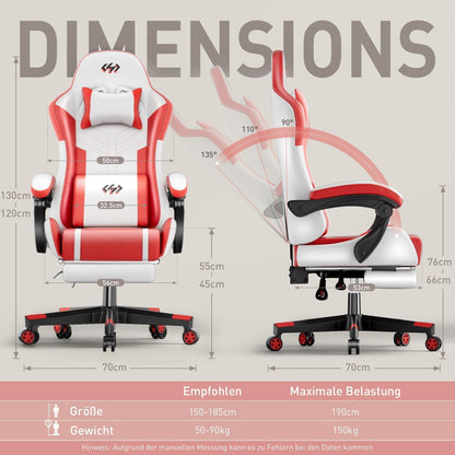 Gaming Stuhl Ergonomisch Racing Gamer Stuhl Weiß-Rot