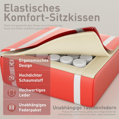 Gaming Stuhl Weiß-Rot, ergonomisch, Kopfstütze, Lendenkissen, PC Stuhl