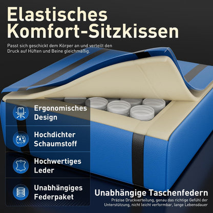 Gaming Stuhl Schwarz-Blau, Ergonomisch, PC Stuhl mit