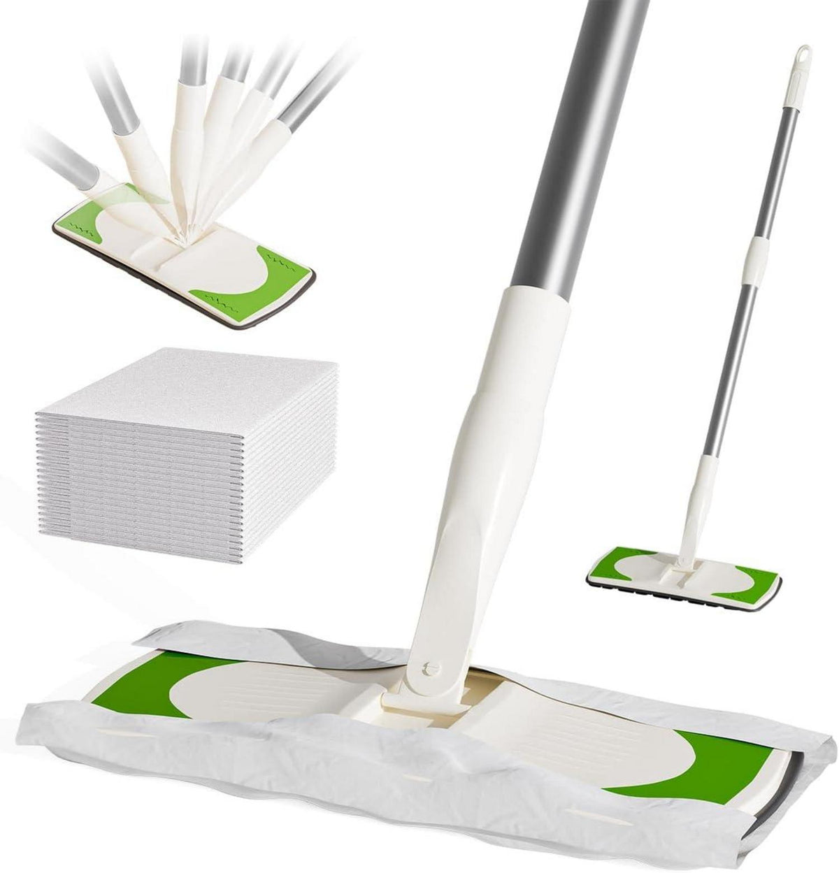 2-in-1 Kehrmaschine Mop Set mit 40 trockenen & 6 feuchten Tüchern