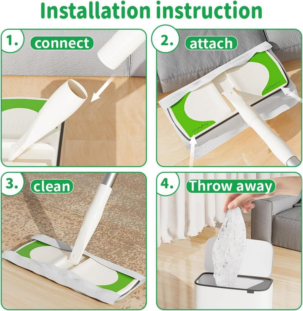 Joy Cruise Sweeper 2-in-1 Nass- und Trockenmopp-Set, Reinigungsmopp mit 1 Kehrmaschine
