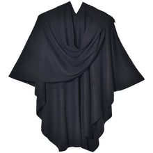 Damen Poncho Schal kuschelweich, Strick Cape Cardigan Schwarz