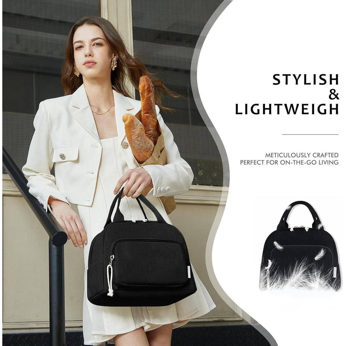 Isolierte Lunchtasche für Damen & Herren – Schwarz