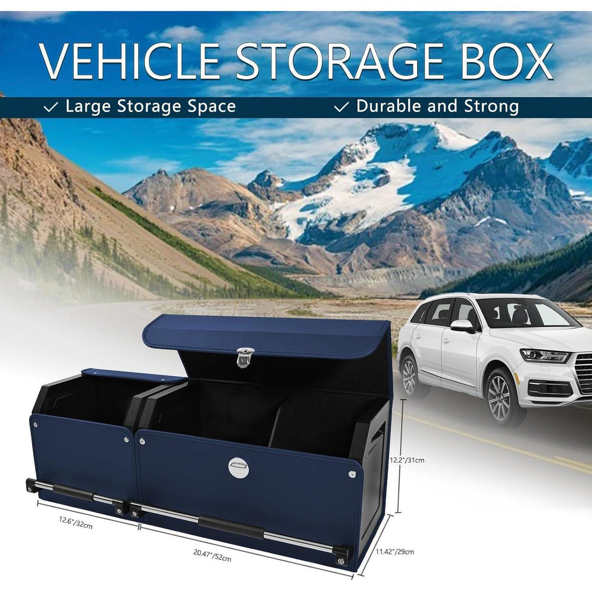 Auto Kofferraum Organizer mit Deckel & Griff – Blau