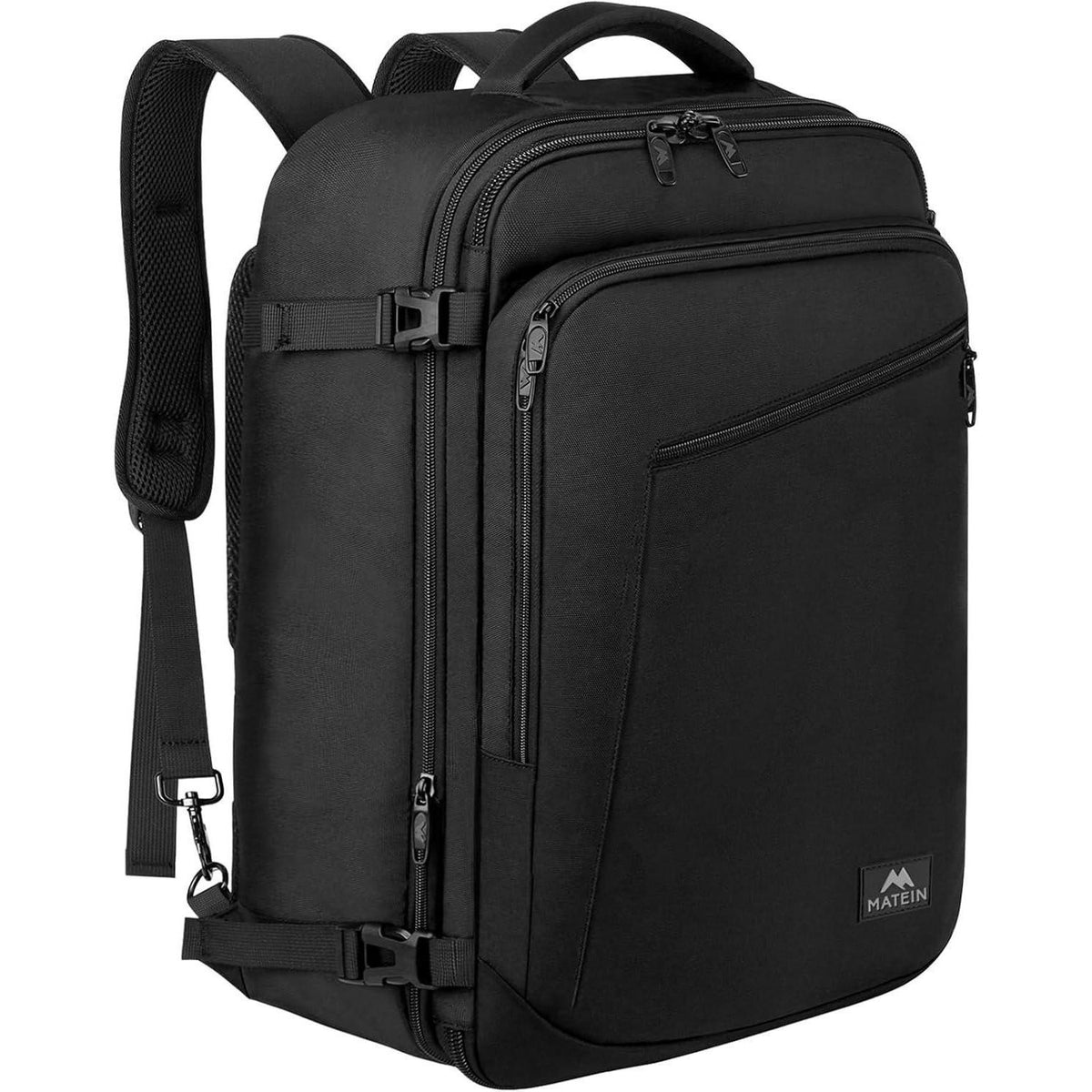 50L Handgepäck Rucksack erweiterbar, schwarz