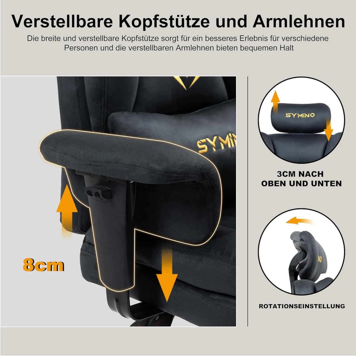 Ergonomischer Gaming Stuhl Bürostuhl mit Fußstütze, 130kg, Grau