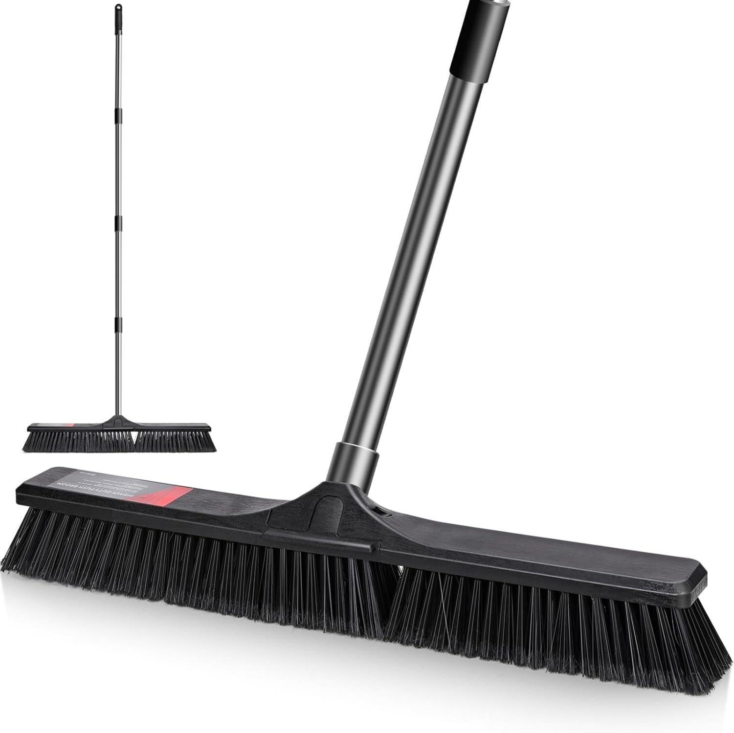 Straßenbesen Industriebesen 60cm mit ausziehbarem Stiel Schwarz