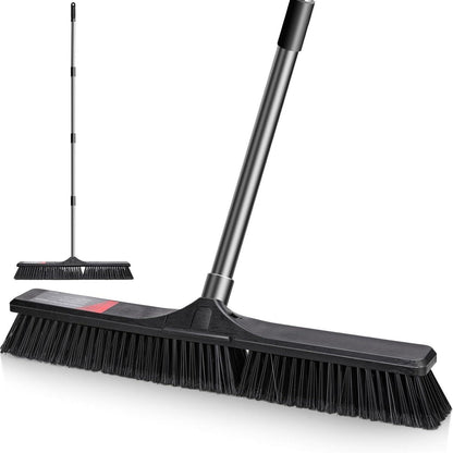 Straßenbesen Industriebesen 60cm mit ausziehbarem Stiel Schwarz