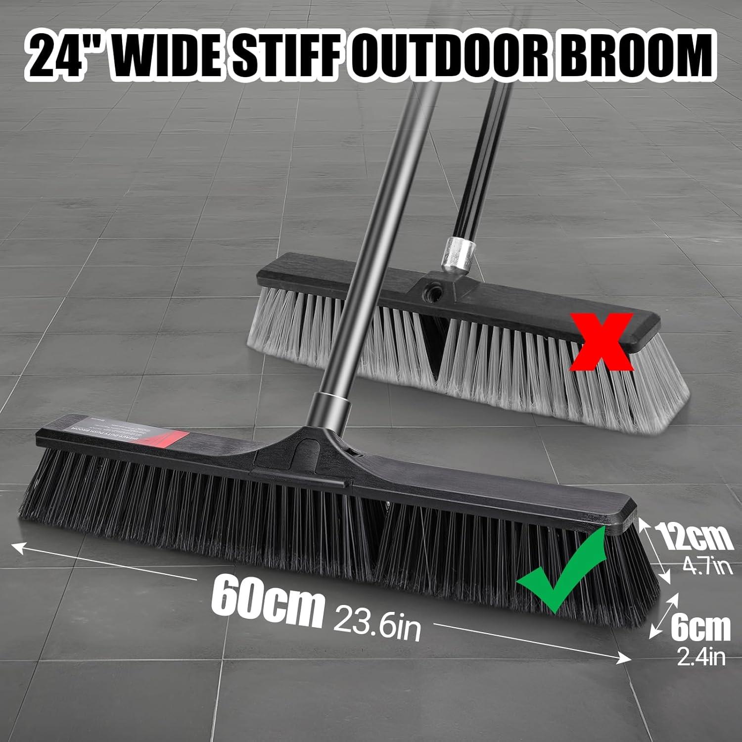 Straßenbesen Industriebesen 60cm mit ausziehbarem Stiel Schwarz