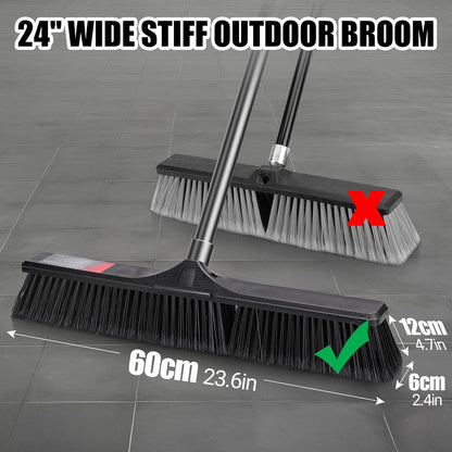 Straßenbesen Industriebesen 60cm mit ausziehbarem Stiel Schwarz