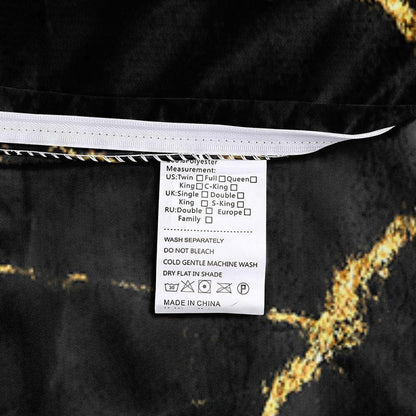 4tlg. Bettwäsche Set Marmor Schwarz Gold 135x200 cm