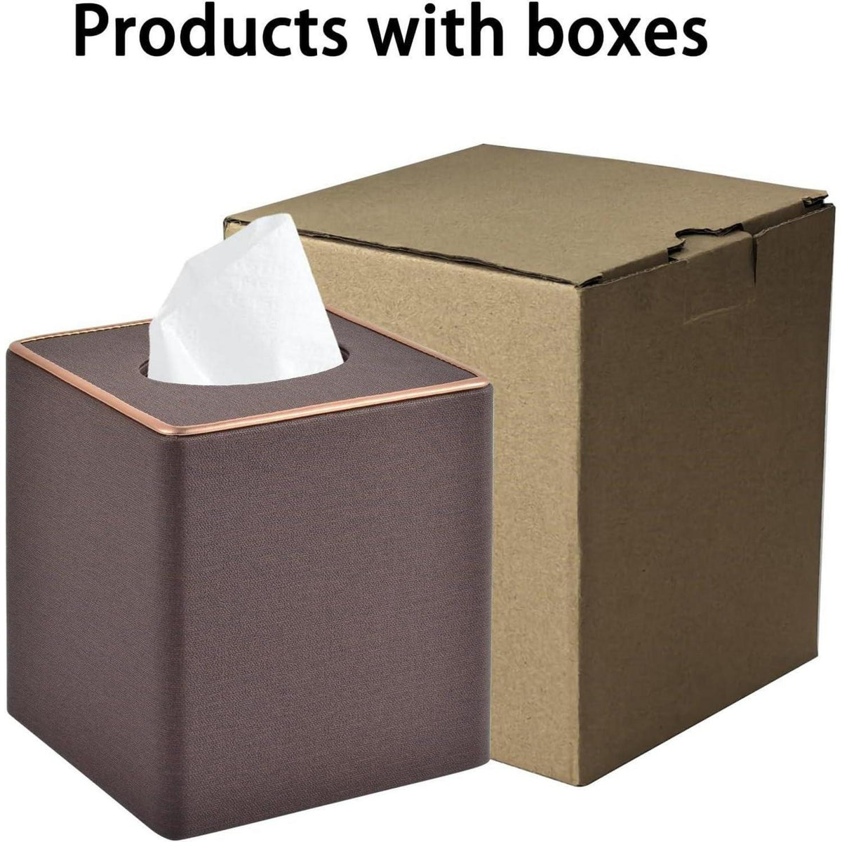 Leinen Taschentuchbox-Abdeckung | Quadratischer Serviettenspender Coffee