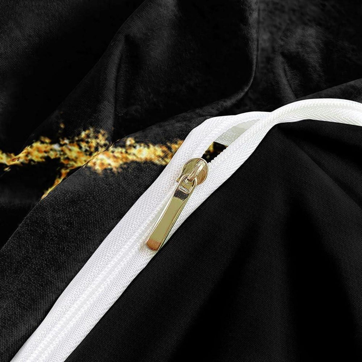 Marmor Bettwäsche Set Schwarz Gold 135x200 cm Mikrofaser