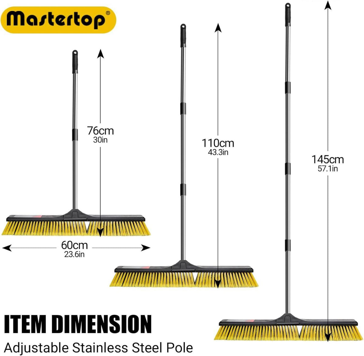 MASTERTOP Großer Straßenbesen 60cm für Terrasse und Garten