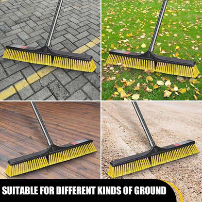Großer Straßenbesen mit stiel 60cm l Gelb l Abnehmbar l Industriebesen l Gartenbesen l Kehrbesen l Terrasse Garage Deck