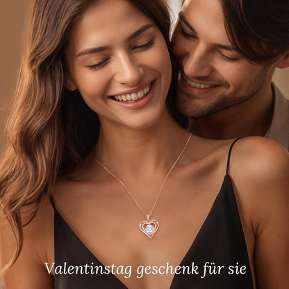 Silber Herz Halskette Damen Moissanite 2 Karat Rosé Vergoldet