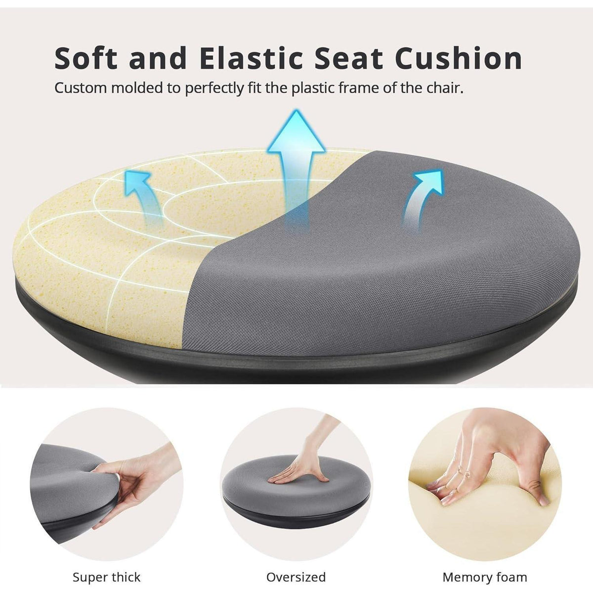 Ergonomischer Stehhocker höhenverstellbar 360° drehbar Grau