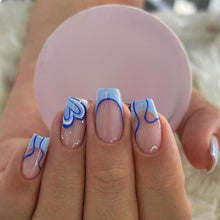 24 Blaue Quadratische Liebe French Press On Nails Set