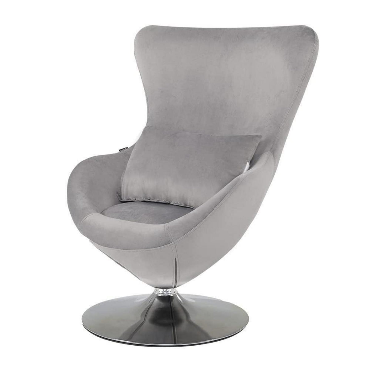 Drehbarer Samt Sessel | Bequemer Loungesessel Retro Design Hellgrau