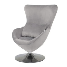 Drehbarer Samt Sessel | Bequemer Loungesessel Retro Design Hellgrau