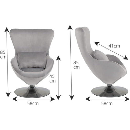 Drehbarer Samt Sessel | Bequemer Loungesessel Retro Design Hellgrau