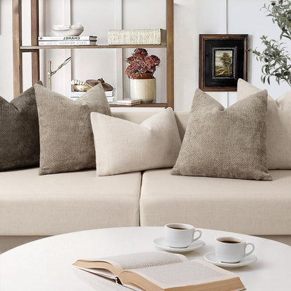 Chenille Kissenbezug 30x50 cm, 2er Set - Beige Dekokissen
