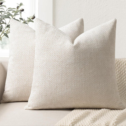 Chenille Kissenbezüge 60x60 - 2er Set Beige