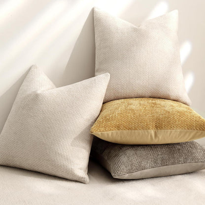 Chenille Kissenbezüge 60x60 - 2er Set Beige