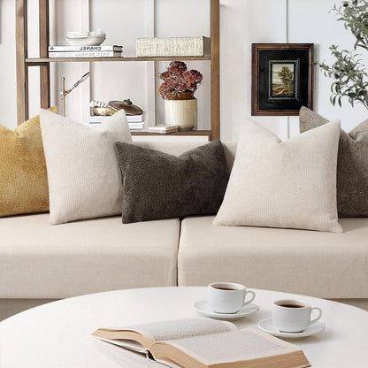 Chenille Kissenbezüge 60x60 - 2er Set Beige
