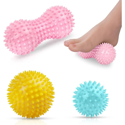 Massagebälle Faszienball Set 3er Igelball Hart Pink-Gelb-Blau