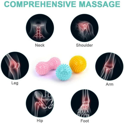 Massagebälle Faszienball Set 3er Igelball Hart Pink-Gelb-Blau