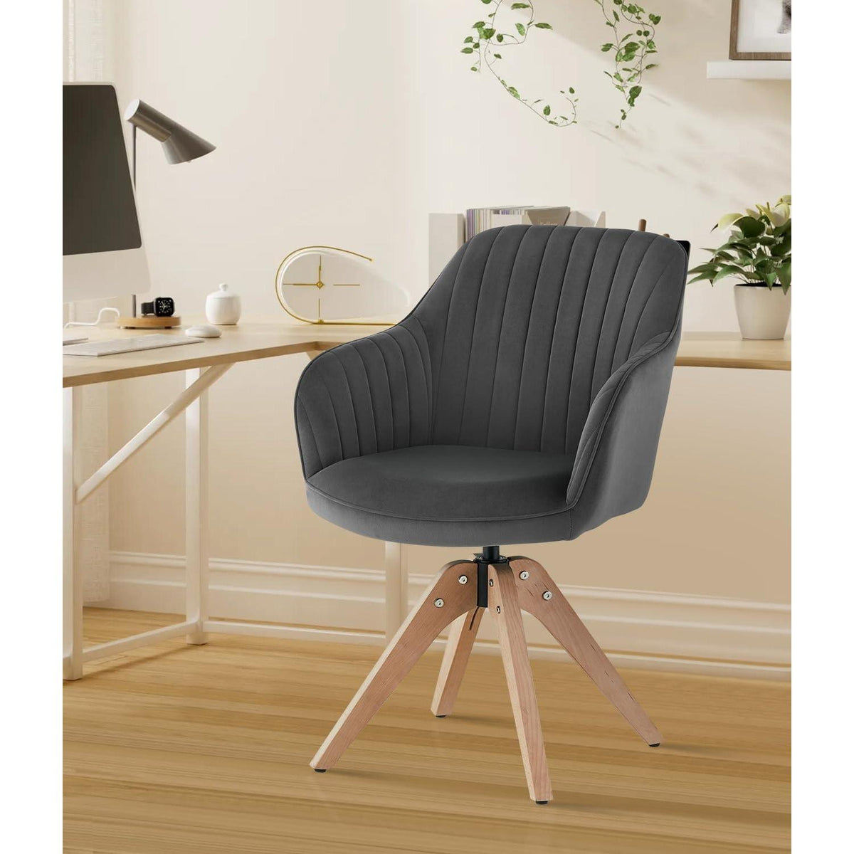 Drehbarer Samt-Sessel Grau – Bequem & Vielseitig für Wohnzimmer