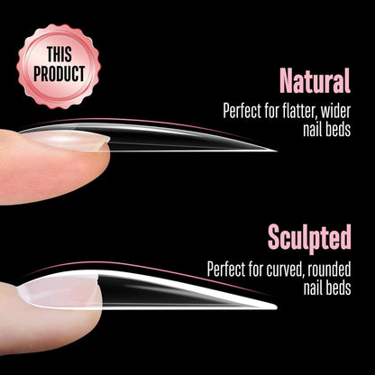 XXL Stiletto Nagelspitzen Press On – Natural, Gerade, 240 Stück