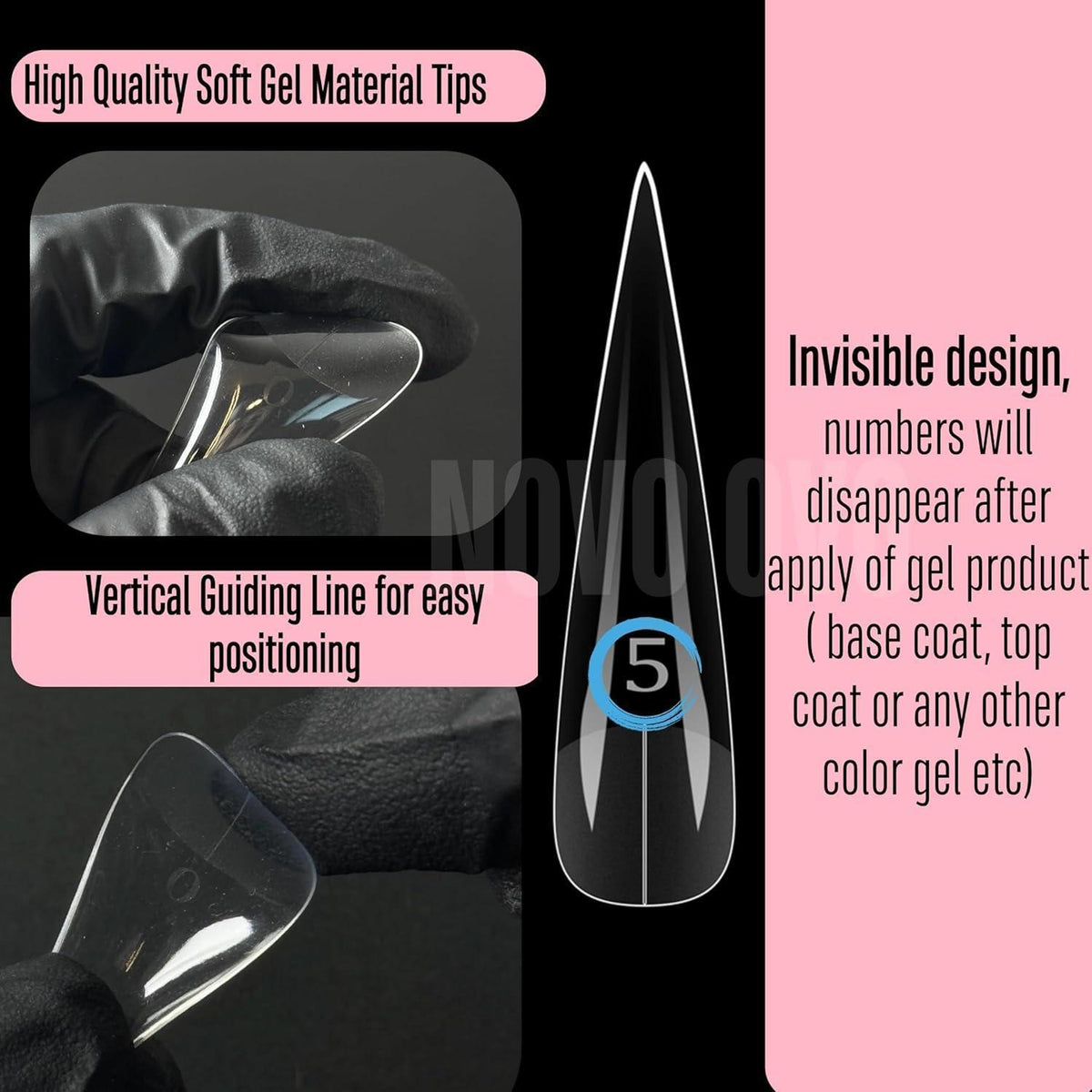 XXL Stiletto Nagelspitzen Press On – Natural, Gerade, 240 Stück