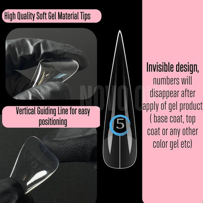 XXL Stiletto Nagelspitzen Press On – Natural, Gerade, 240 Stück