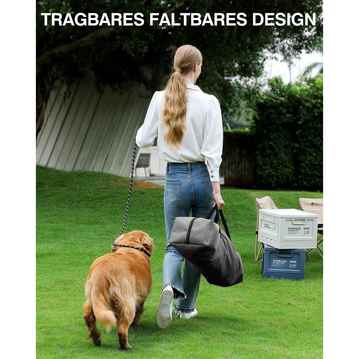 Faltbare Hundebox für mittelgroße Hunde – Grau 90x64x64cm