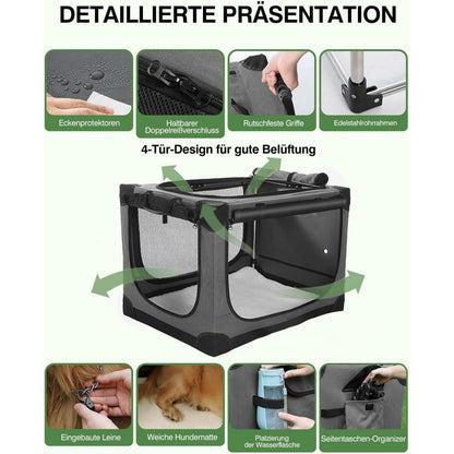 Faltbare Hundebox für mittelgroße Hunde – Grau 90x64x64cm