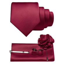 Herren Krawatten-Set mit Accessoires – Weinrot