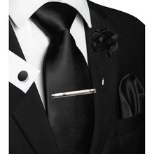 Herren Krawatten-Set mit Accessoires – Schwarz
