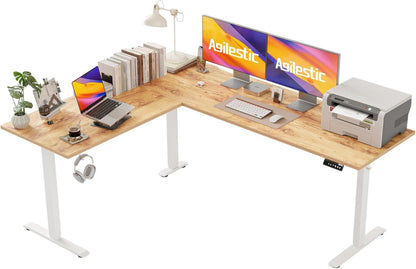 Höhenverstellbarer L-förmiger Schreibtisch 190x155 cm elektrisch