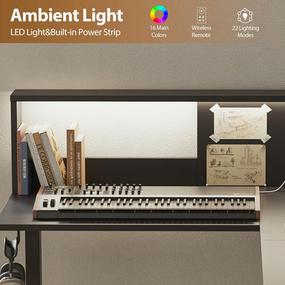 Ergonomischer L-förmiger Stehschreibtisch mit LED-Licht, 160 x 140