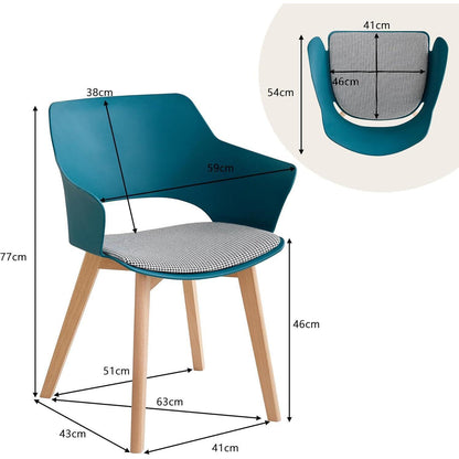 8 Esszimmerstühle Modern Nordic Blau mit Armlehnen