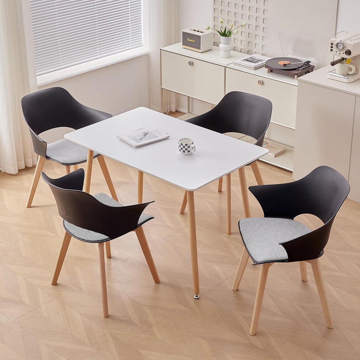 6 Esszimmerstühle Modern Skandinavisch mit Armlehnen Schwarz