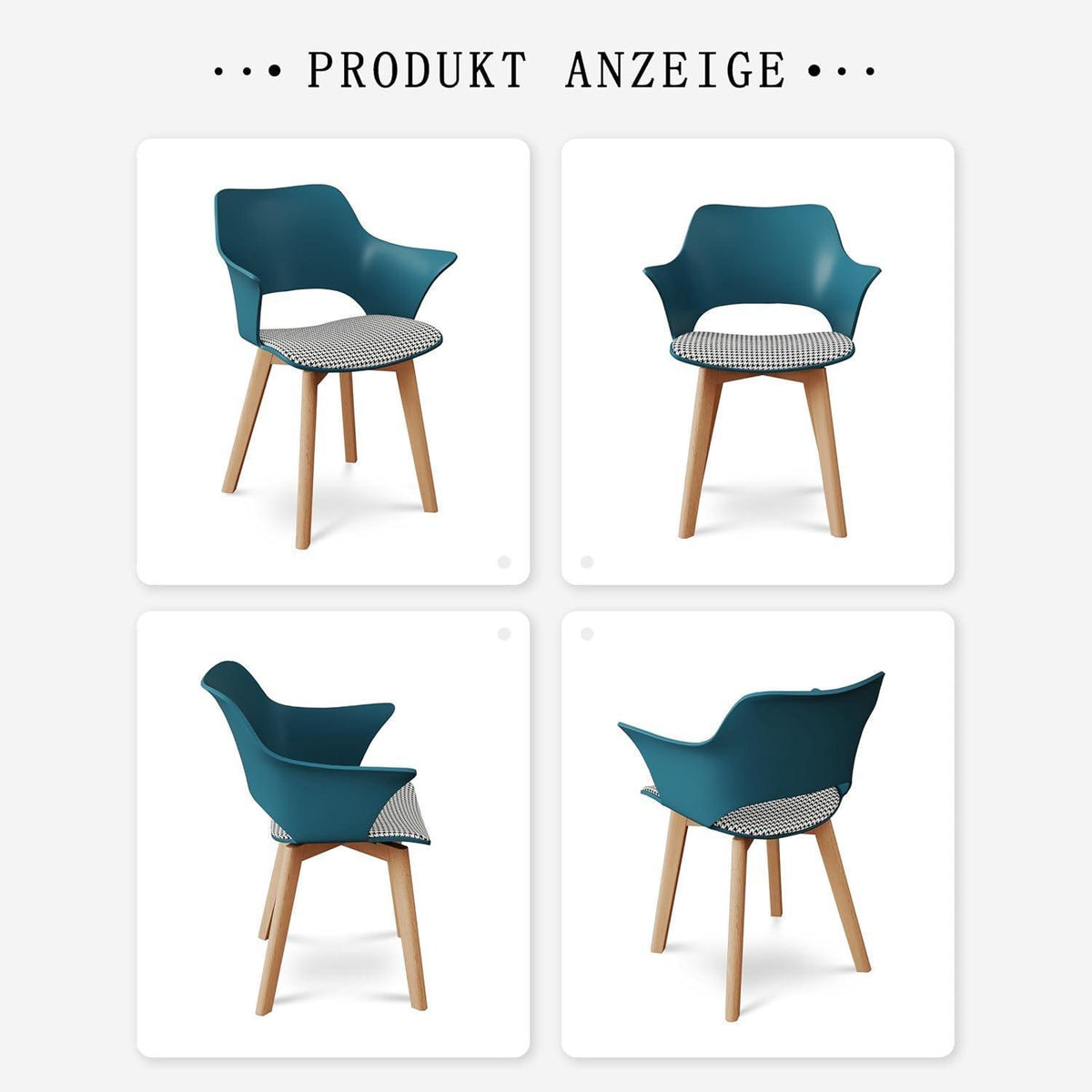 6 Esszimmerstühle Modern Nordic Blau mit Armlehnen