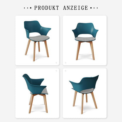 6 Esszimmerstühle Modern Nordic Blau mit Armlehnen