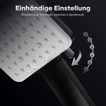 Regendusche Duschkopf mit 6 Strahlarten & Hochdruck