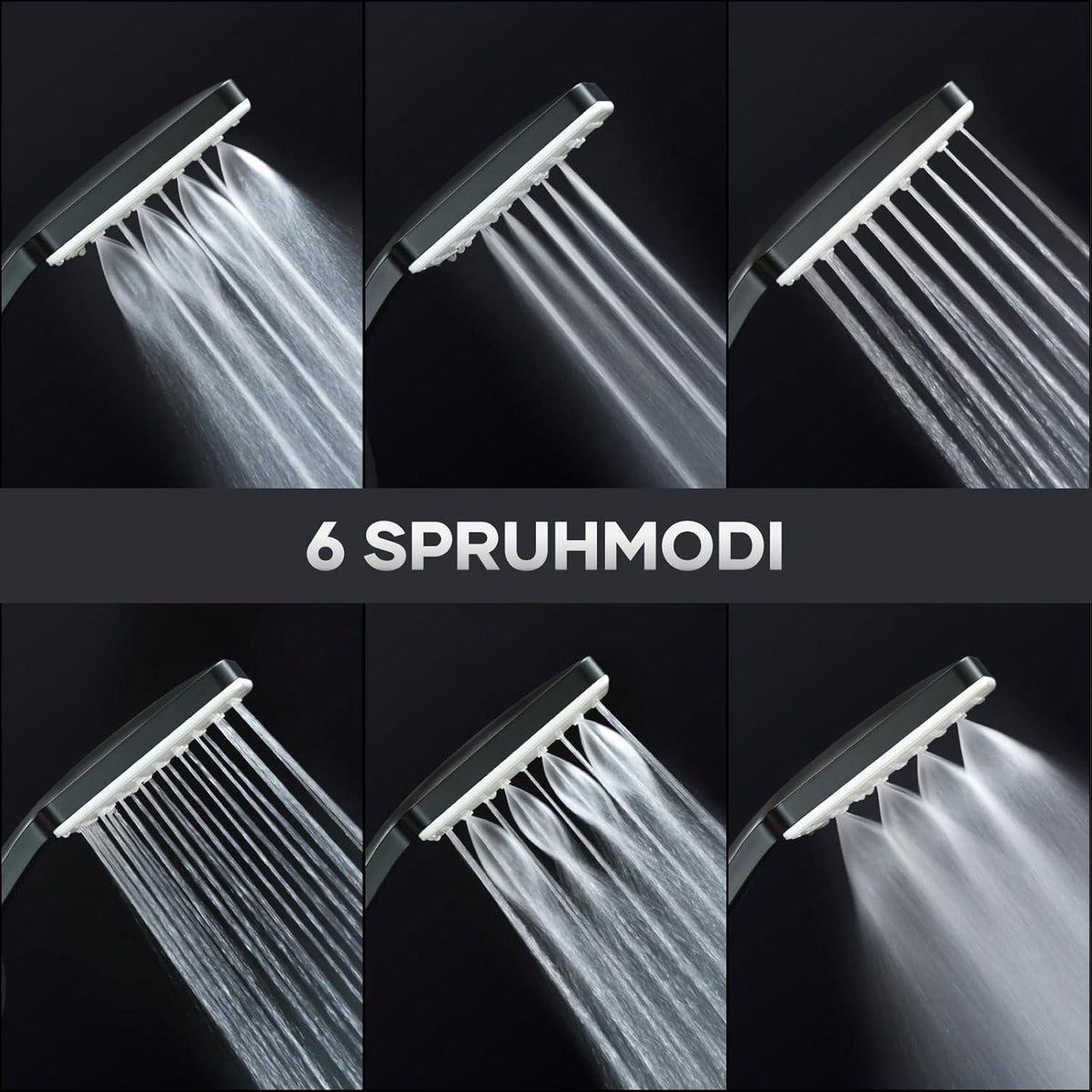 Regendusche Duschkopf mit 6 Strahlarten & Hochdruck