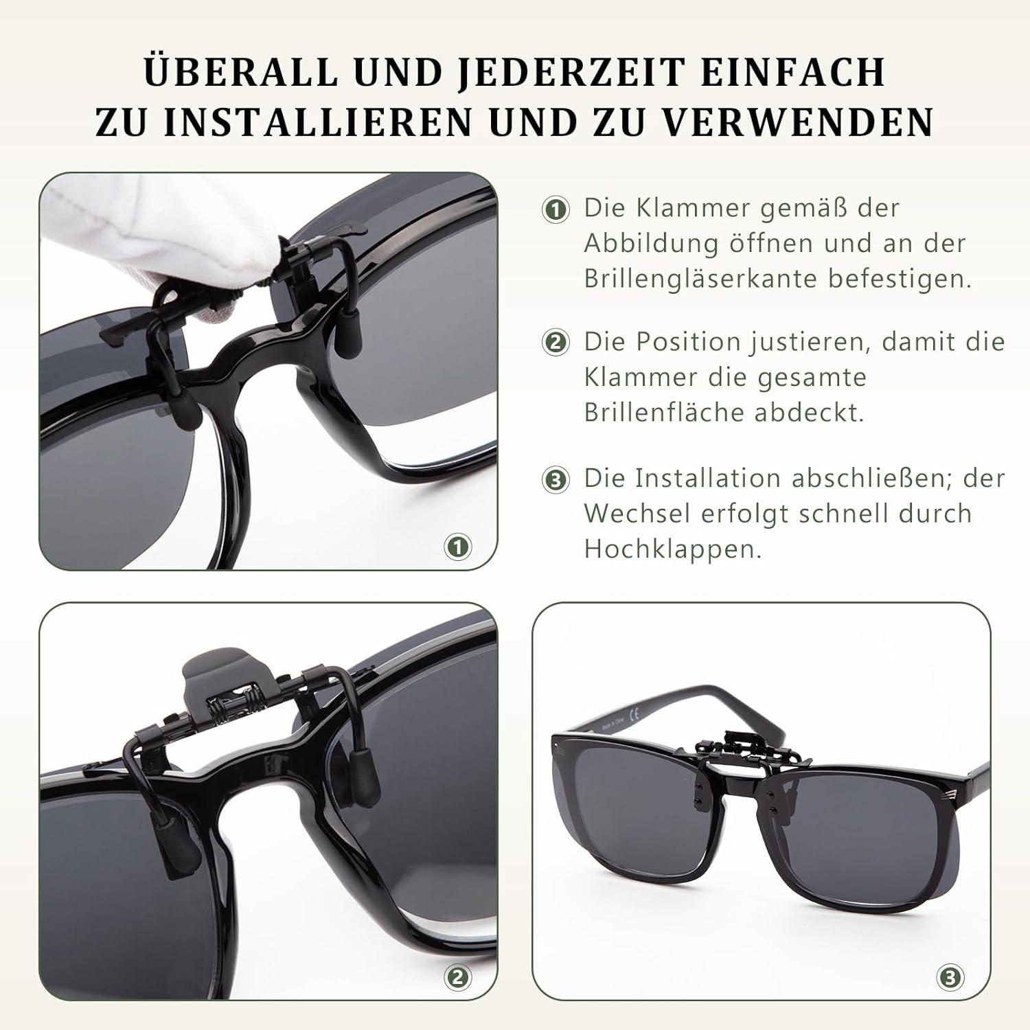 Clip-On Polarisierte Sonnenbrille UV400 - Ideal für Outdoor (60mm X