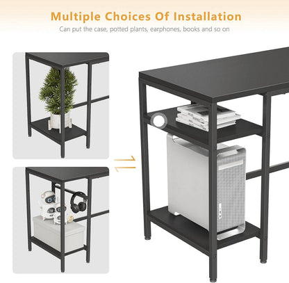 L-Form Schreibtisch mit Regal 150x120cm Eck-Computertisch Schwarz